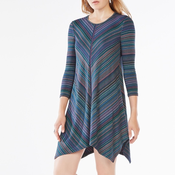 Striped Jersey Dress BCBG Mid-Length - Picture 1 of 2